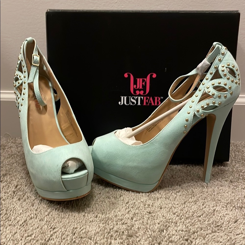 JustFab Blue Stiletto Heels with Platform Sole
